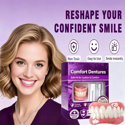 Comfort Silicone Dentures Set – Instant Smile & Natural Fit Fake Teeth