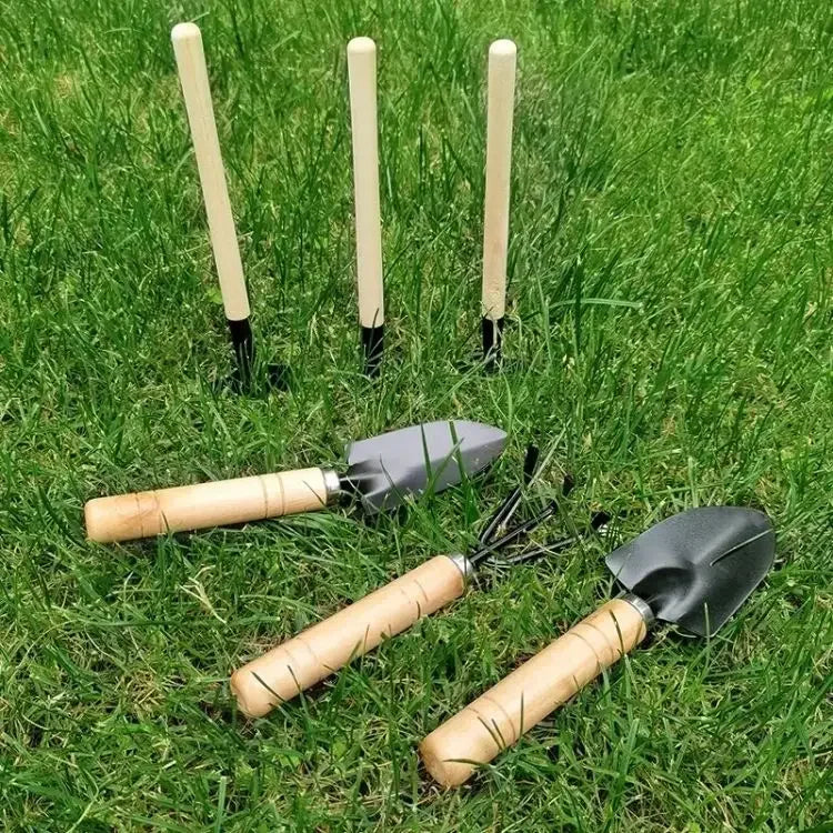 3-Piece Mini Garden Tool Set for Indoor Plants - Small Trowel, Shovel & Rake for Succulents