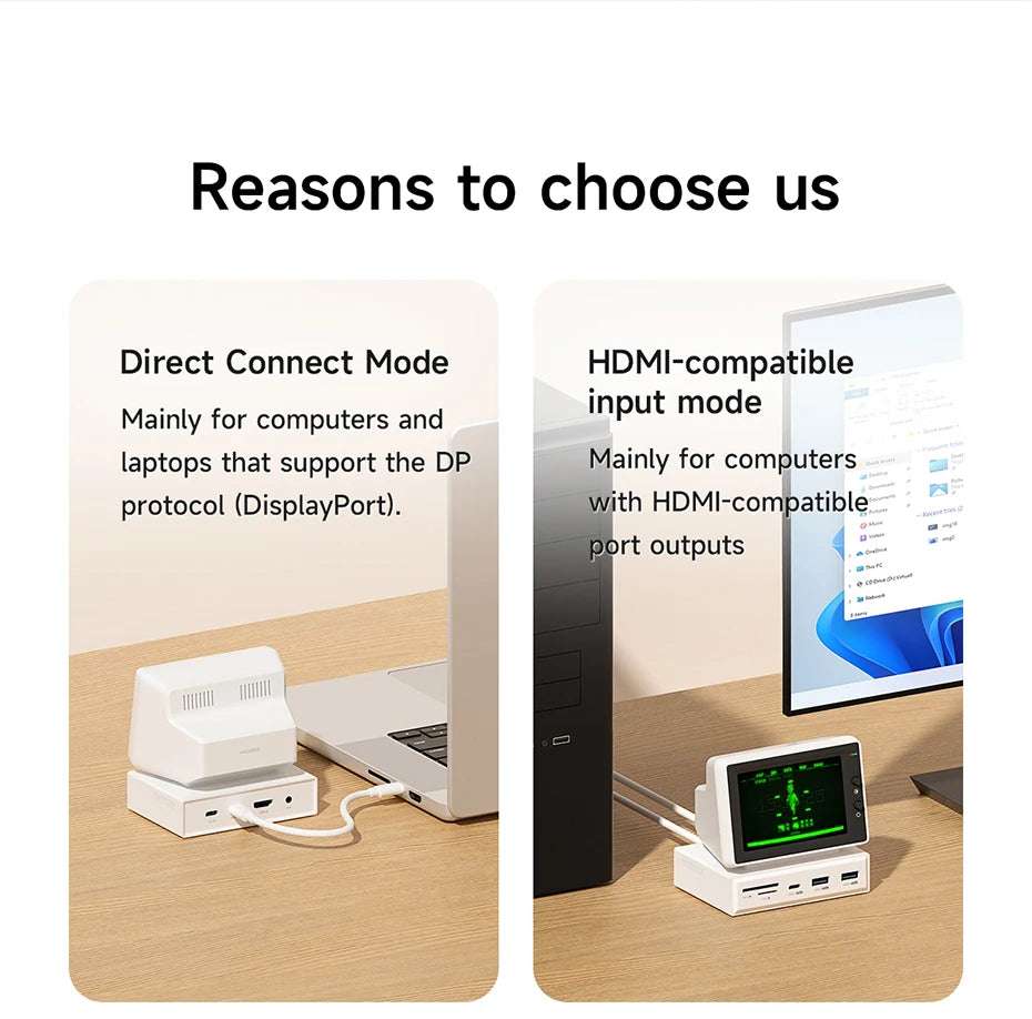3.5" IPS Mini PC Data Monitor & USB-C Docking Station for Laptop - 10