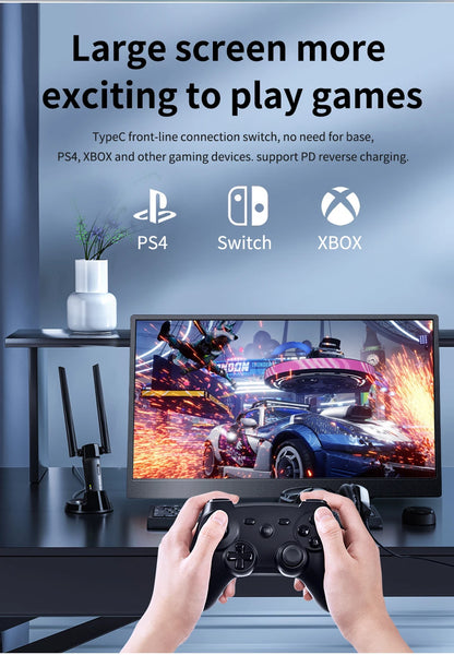 15.6" FHD Portable Monitor - IPS Gaming Laptop Display with USB-C & HDMI