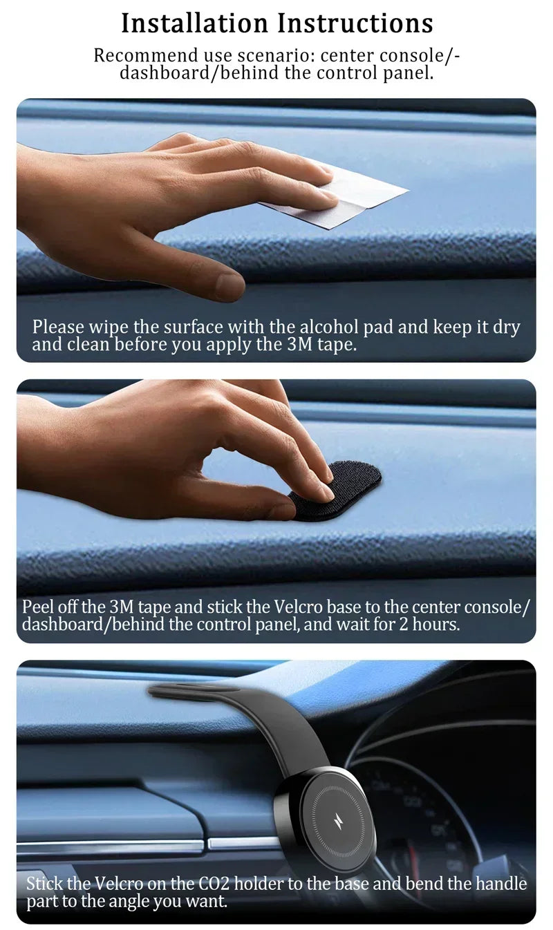 Magnetic Wireless Car Charger for iPhone 16 15 14 13 12 - 15W Fast Mount - 25