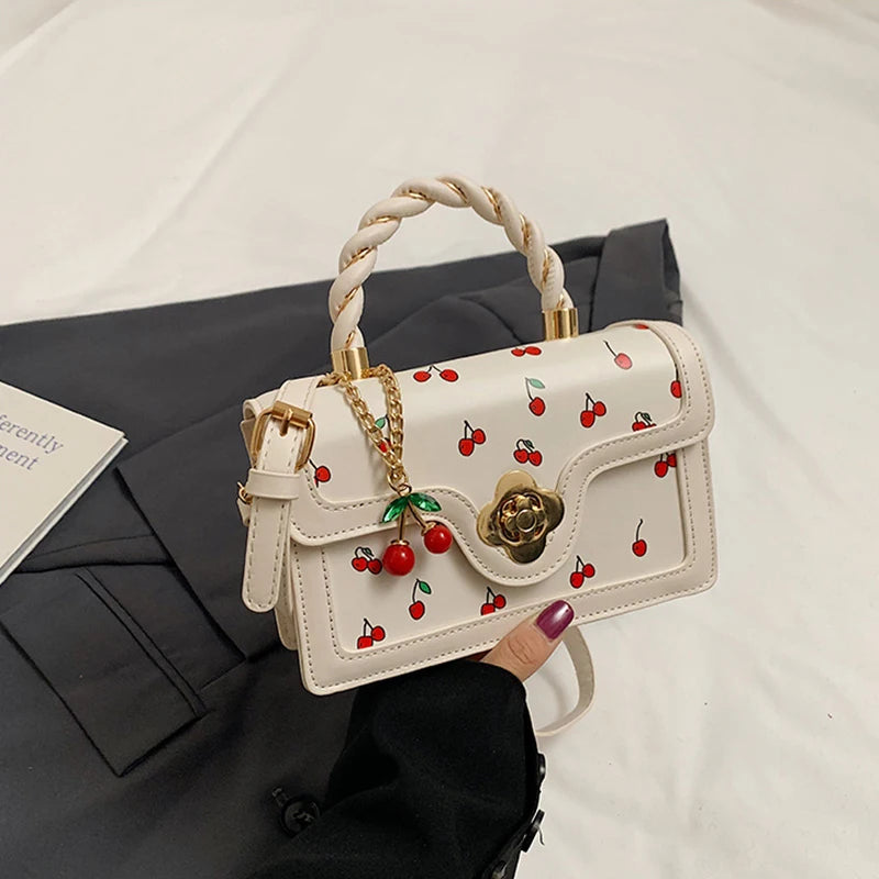 Luxury Cherry Print Crossbody Bag
