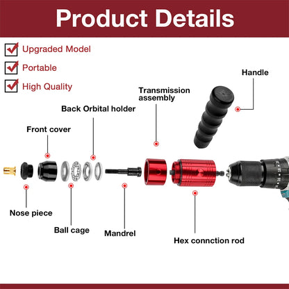 Electric Rivet Nut Gun Adapter for Drill - M3 M4 M5 M6 M8 Riveting Tool Kit