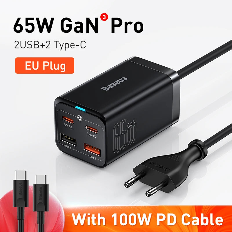 Baseus 100W/65W GaN3 Pro Desktop Fast Charger Station for Laptops & Phones