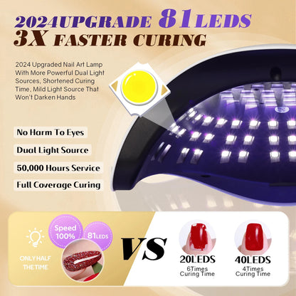81 LED UV Nail Lamp - Fast Gel Polish Dryer with Auto Sensor