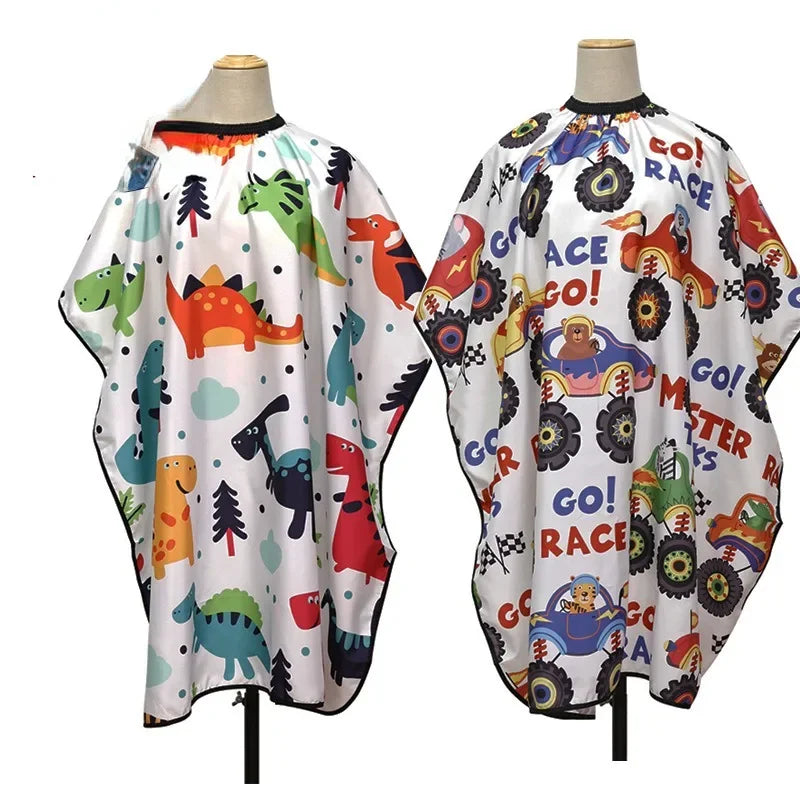Waterproof Kids Haircut Cape - Cartoon Barber Salon Wrap - 5