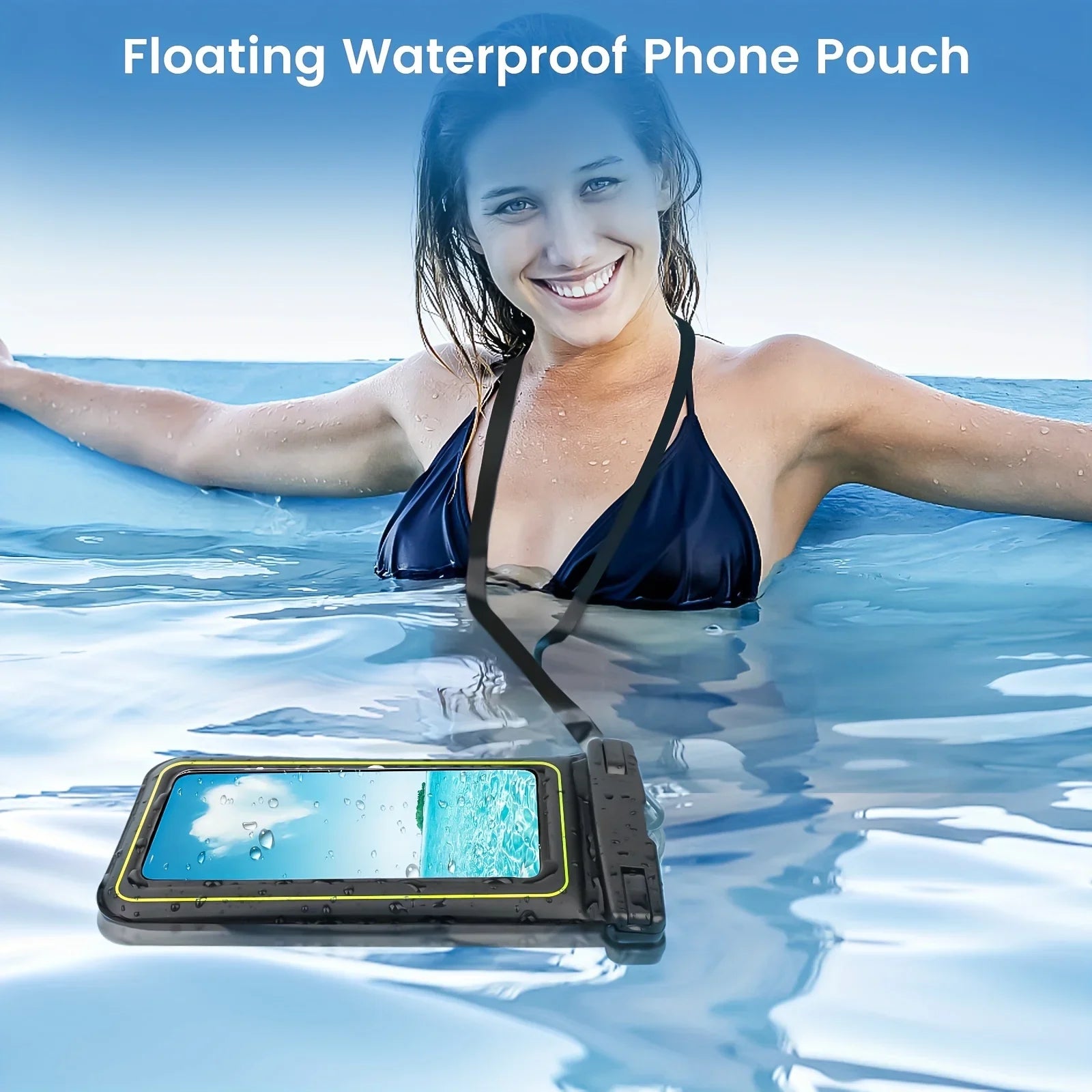 IP68 Floating Waterproof Phone Pouch for Swimming & Beach (Fits up to 6.8") - 8
