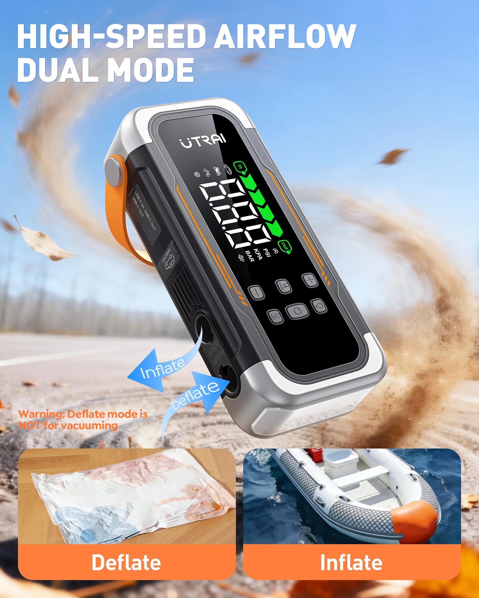 6000A Car Jump Starter with 150PSI Air Compressor & Power Bank - 3