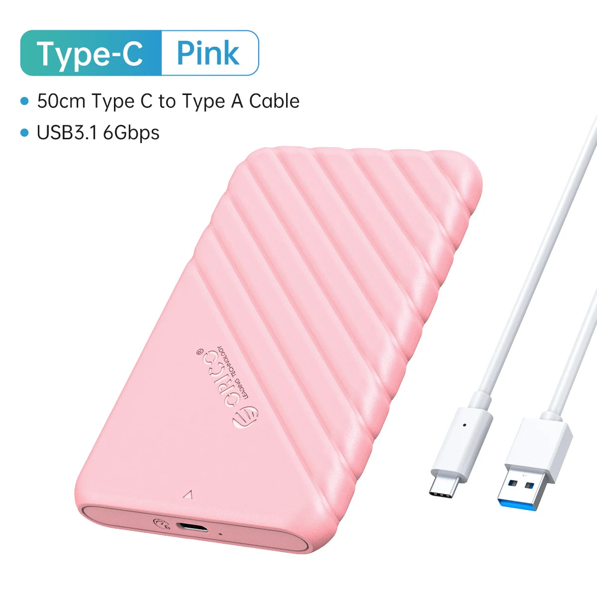 ORICO 2.5" USB 3.1 Type-C HDD/SSD Enclosure - 6Gbps Portable Hard Drive Case - 43