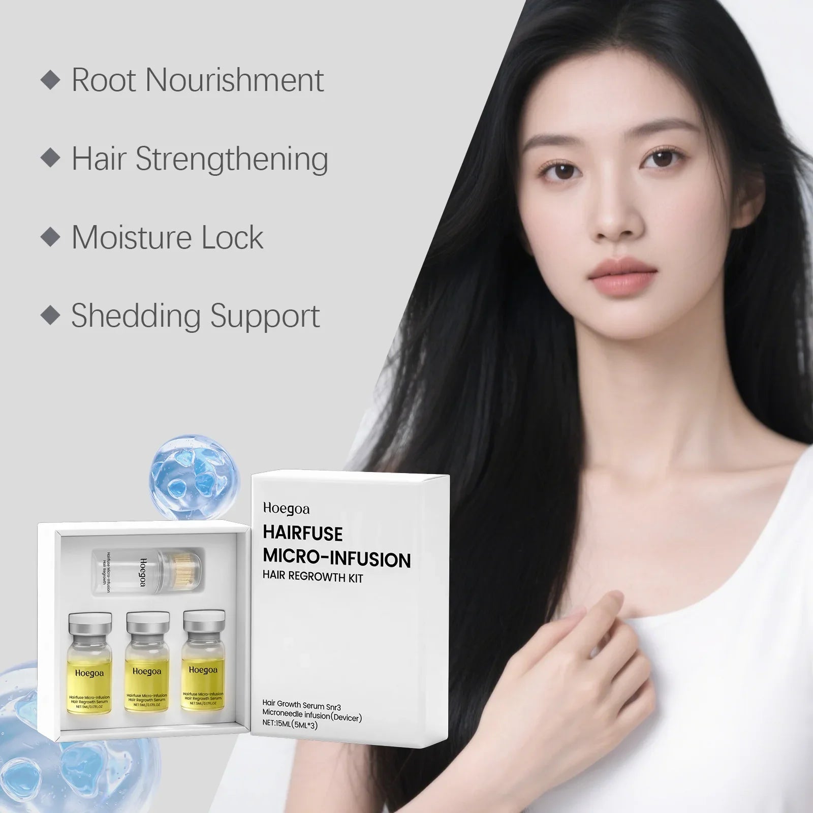 Microneedle Hair Regrowth Serum Kit - Scalp Nourishing & Micro-Infusion Treatment - 17