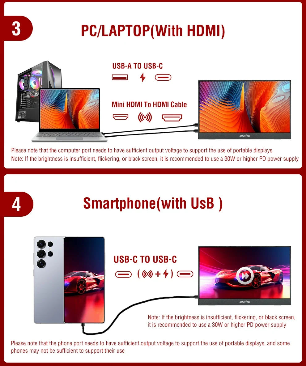 14" Portable IPS Monitor 1920x1200 FHD Gaming Display with Built-in Stand - 16