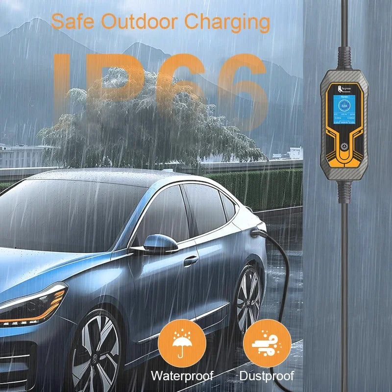 7KW Portable EV Charger for Tesla - Level 2 Adjustable Current Wallbox 5m - 4