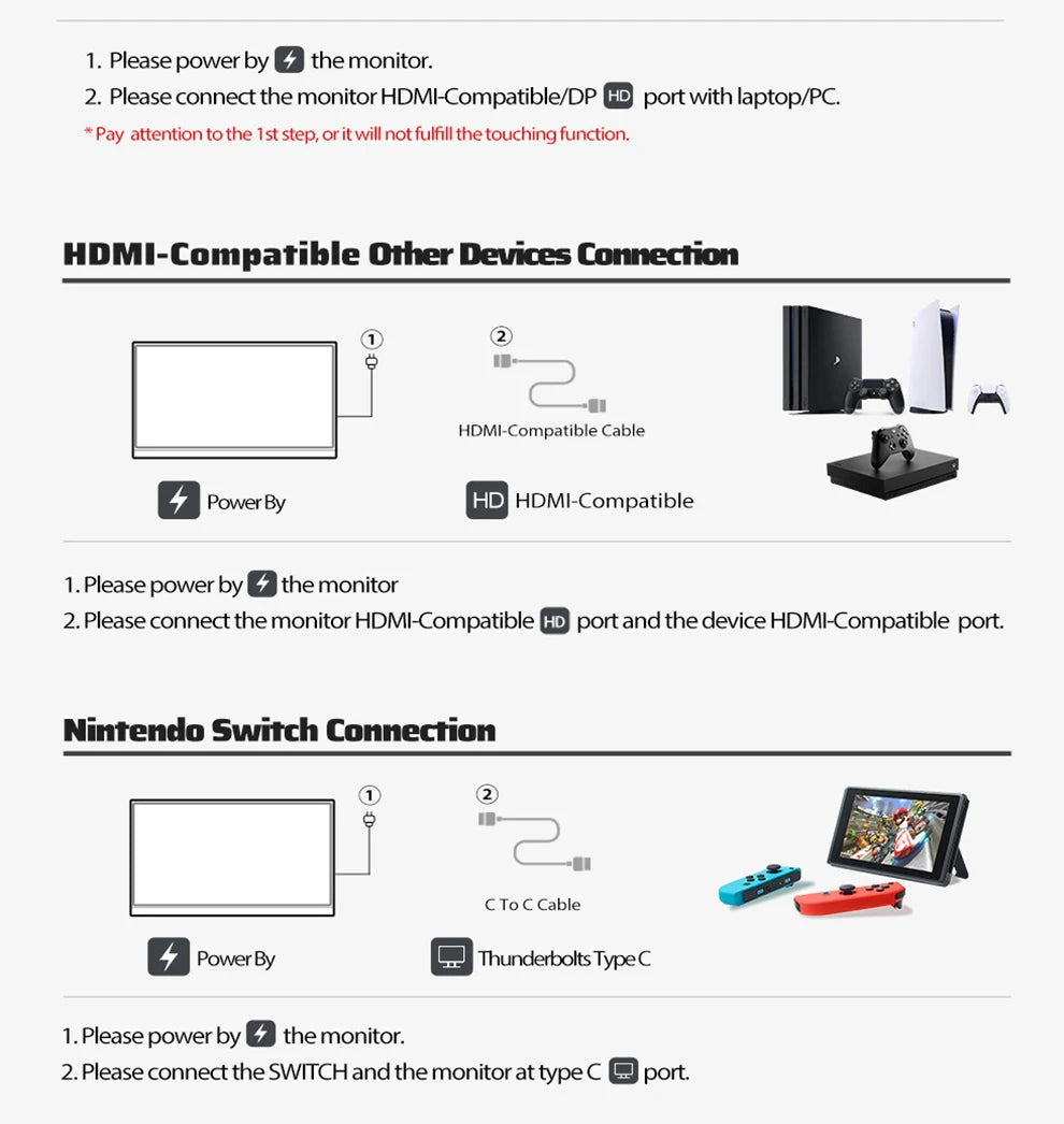 16" 2.5K 144Hz Portable Touchscreen Monitor - QHD IPS Travel Display - 15
