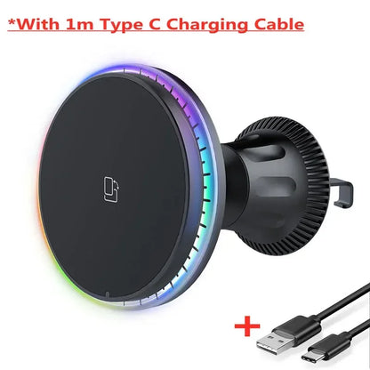 Magnetic Car Wireless Charger 15W Fast Mount for iPhone 12-16 Series