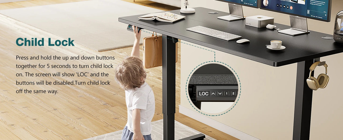 Electric Standing Desk - Ergonomic Height Adjustable Sit Stand Workstation