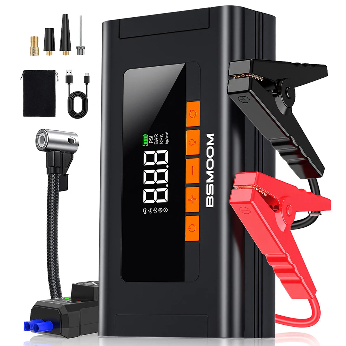 Portable 1500A Car Jump Starter with 150PSI Air Compressor & Power Bank - 28