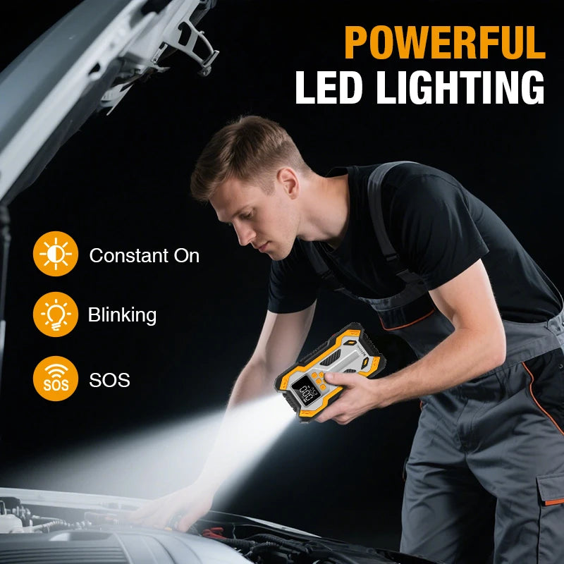 7000A Portable Car Jump Starter & 160PSI Tire Inflator for Emergency - 6
