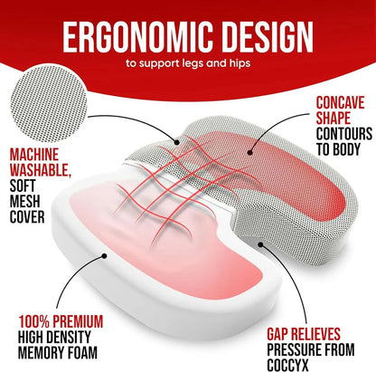 Ergonomic Memory Foam Seat Cushion for Tailbone & Back Pain Relief