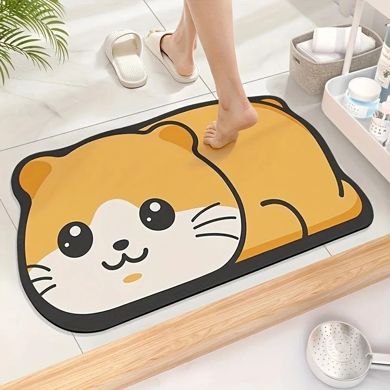 Cute Animal Diatomaceous Earth Bath Mat - Quick Dry & Non-Slip - 22