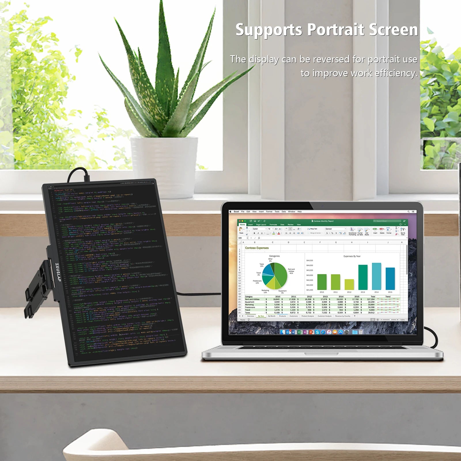 16" QHD Stackable Portable Monitor - Dual Screen Laptop Display 2560x1600 - 6