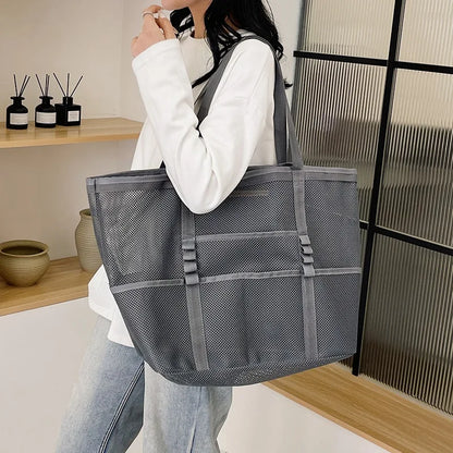 Luxury Canvas Mesh Beach Tote