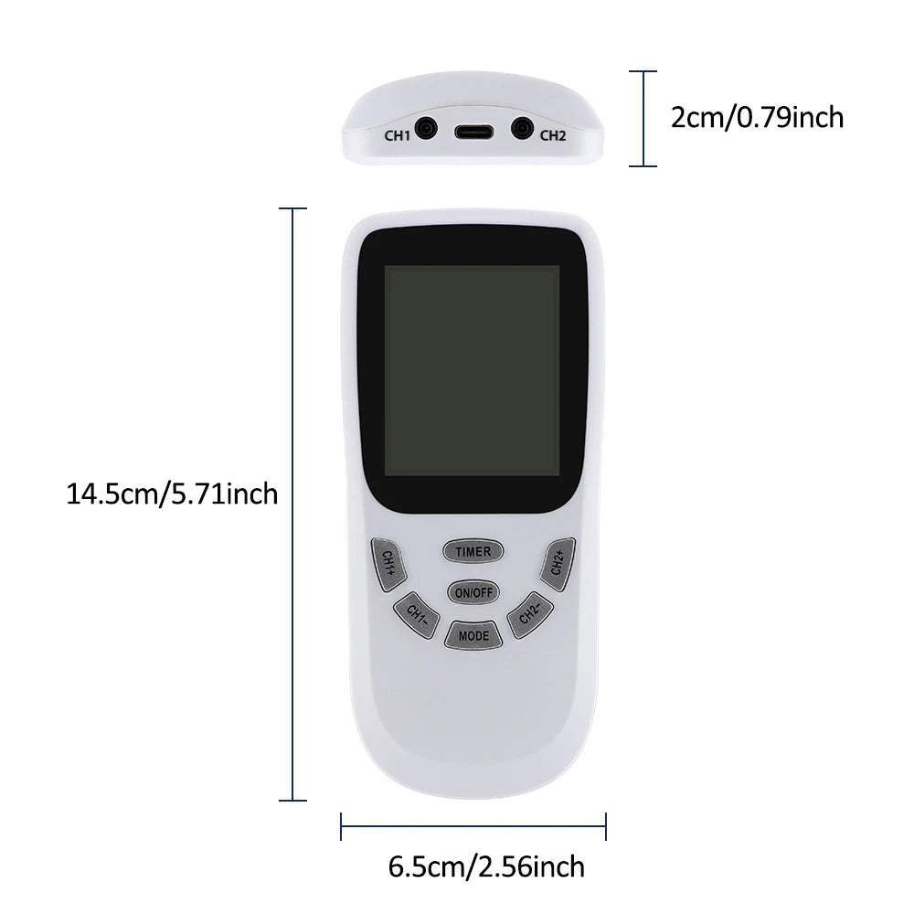 Dual Channel TENS & EMS Muscle Stimulator - Digital Therapy Massager - 12