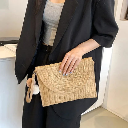 Luxury Woven Straw Beach Clutch