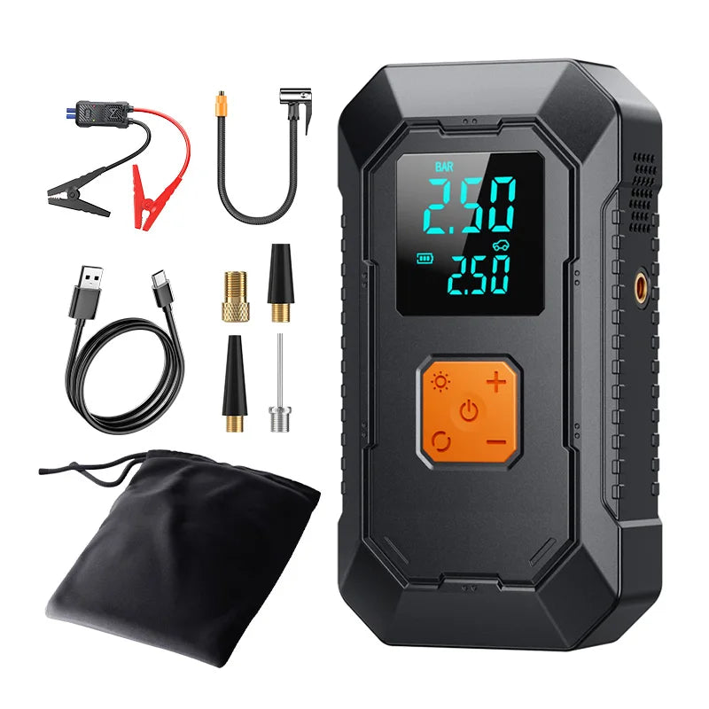 4-in-1 Portable Car Jump Starter & Tire Inflator with LED Light - 13