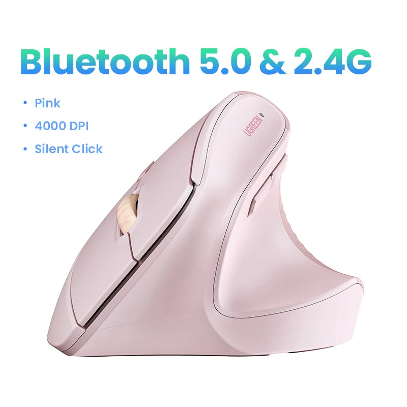 Ergonomic Vertical Wireless Mouse - Bluetooth & 2.4G 4000DPI Silent Mouse - 29