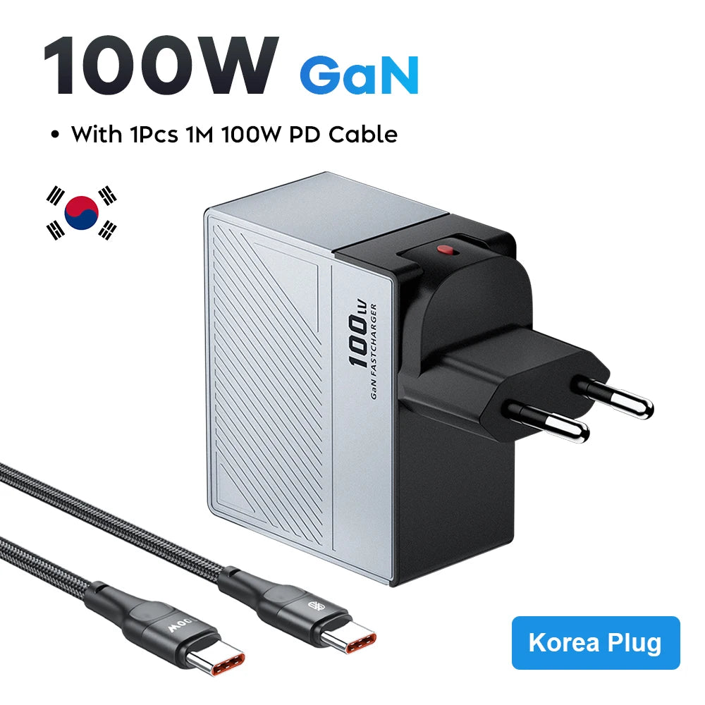 100W GaN USB-C Fast Charger - Multi-Port PD Quick Charging Adapter
