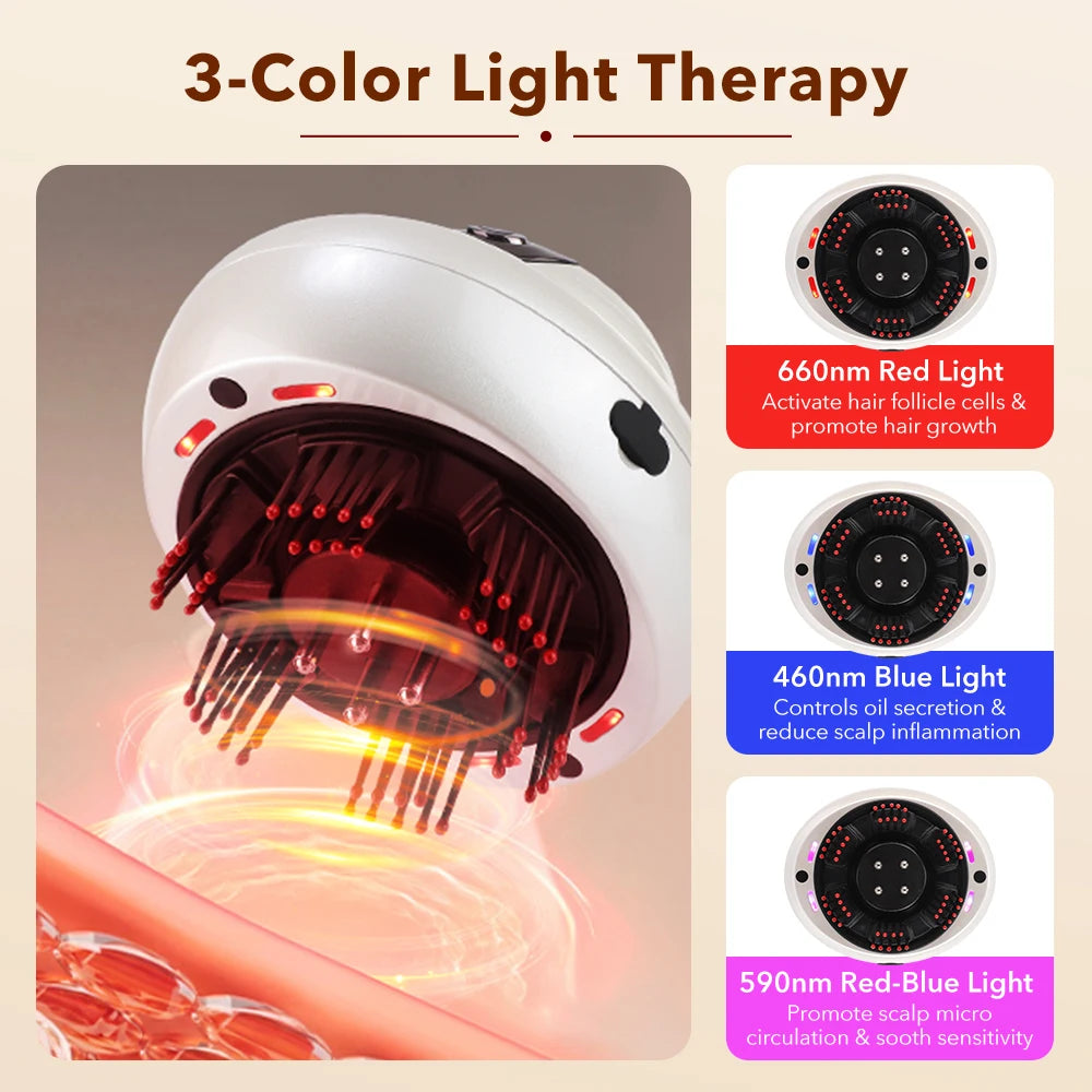 Electric Scalp Massager Comb with LED Light Therapy, Mist Spray & Hair Oil Applicator