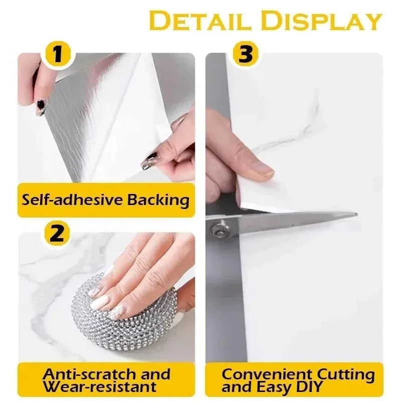 Waterproof Peel & Stick Marble Wall Tiles - Self Adhesive (30x60cm)