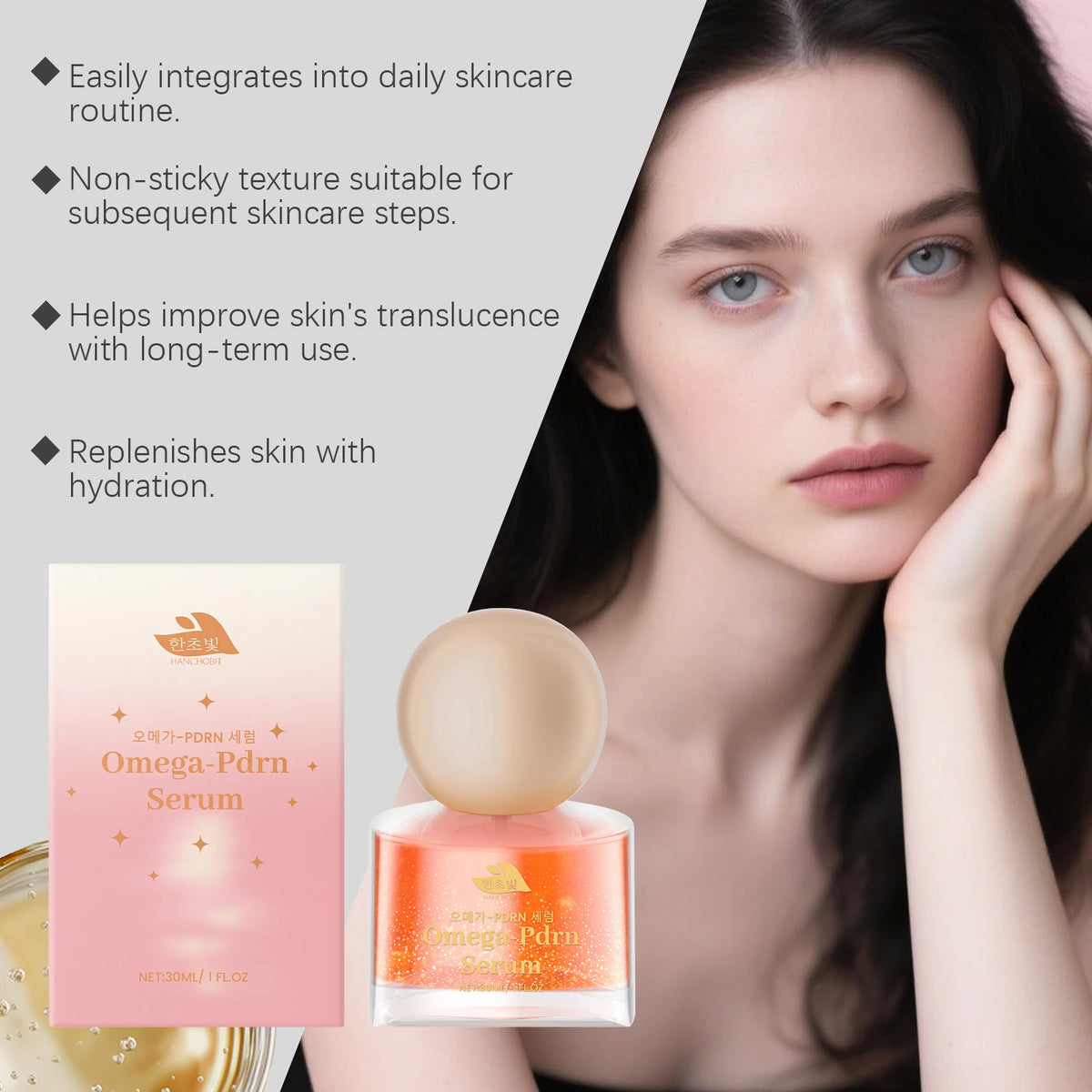 Omega-PDRN Hydrating Face Serum - Brightening & Repairing Skincare Essence