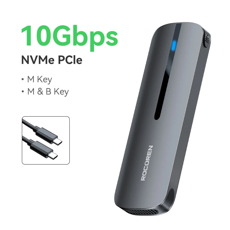 M.2 NVMe SSD Enclosure Adapter - 10Gbps USB-C External Case for 4TB Drives
