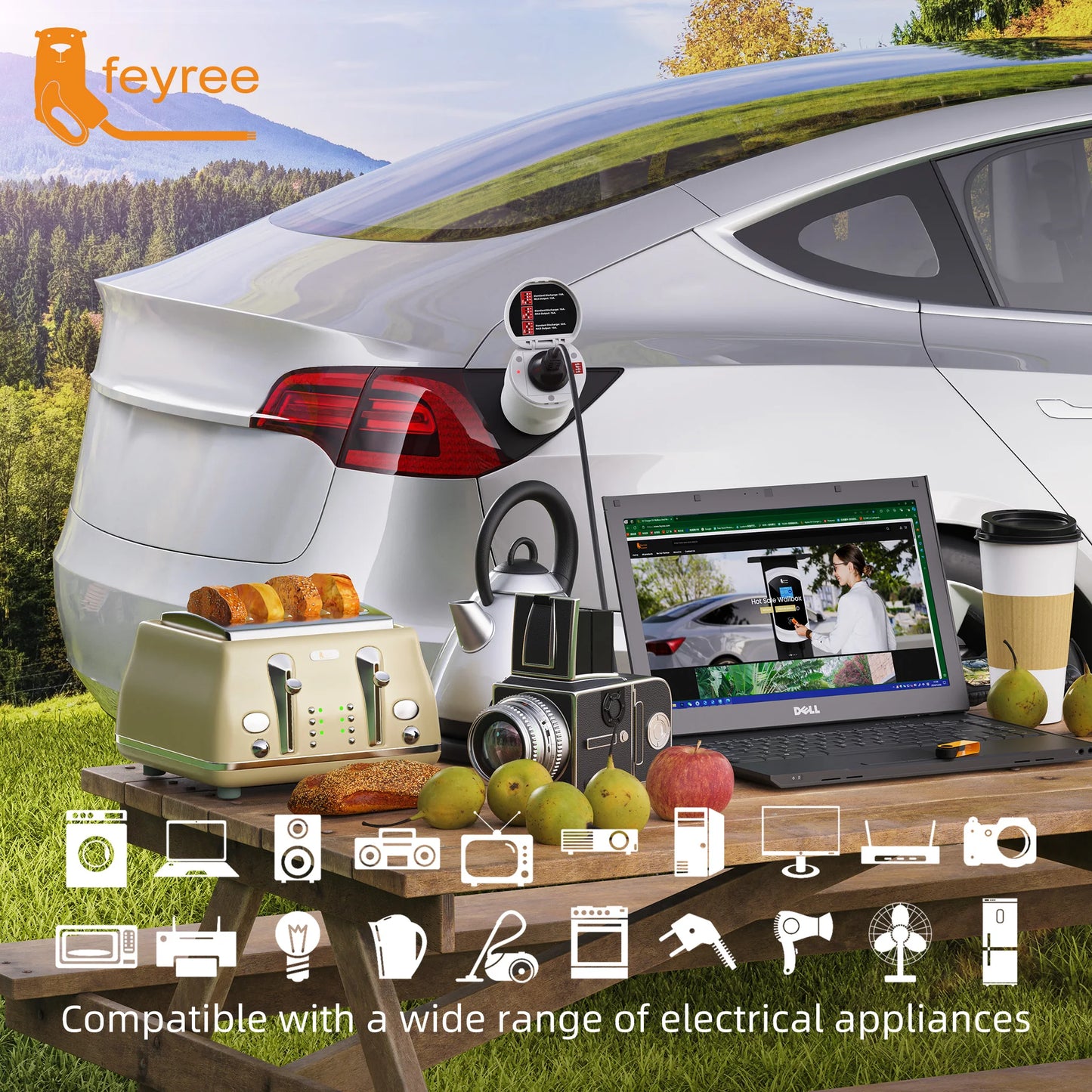 Type 2 V2L Electric Vehicle Discharger Adapter for Chinese EV Camping