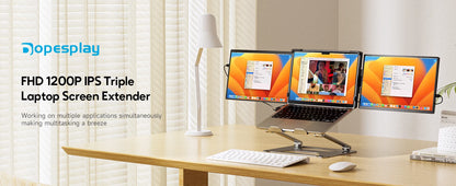 14.1" Portable Laptop Monitor - 1200P FHD IPS Triple Screen Extender