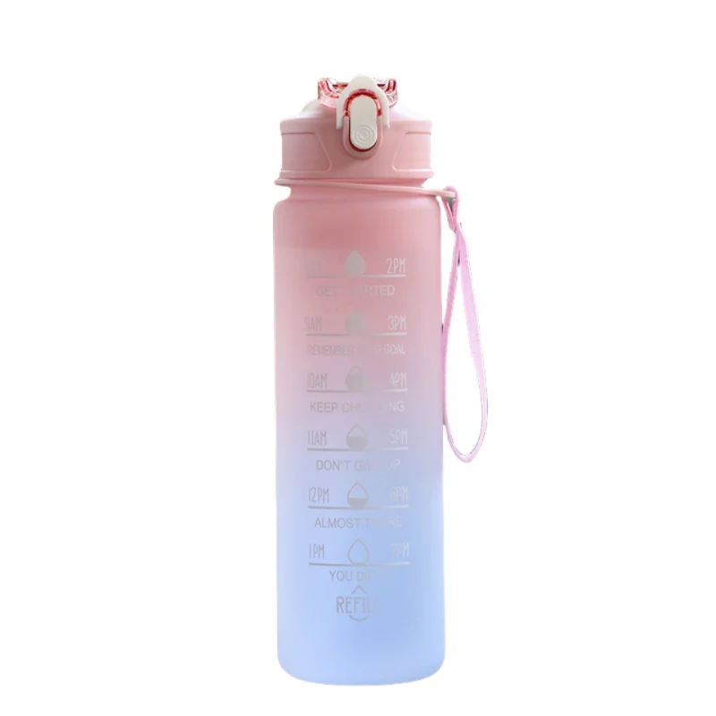 Motivational 750ml Sports Water Bottle with Time Marker & Leak-Proof Straw