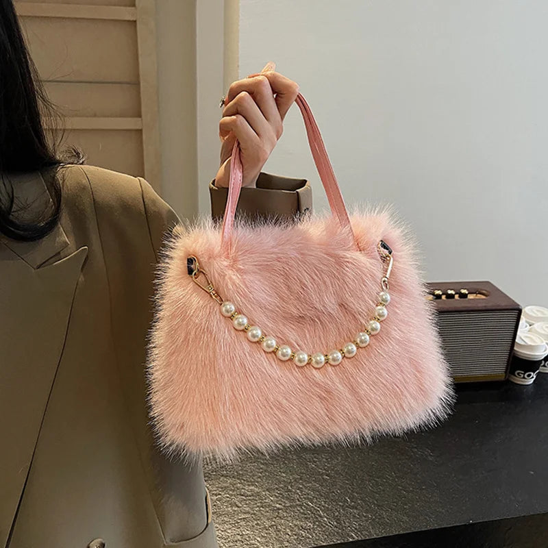 Luxury Plush Pearl Handbag