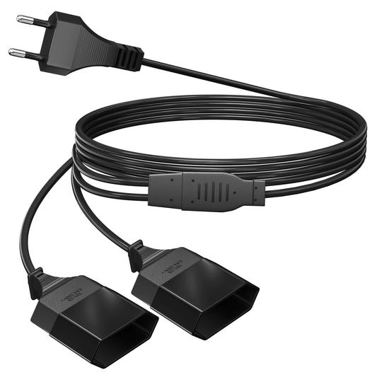 2M EU Type C Power Extension Cord - Double Socket European Plug Adapter