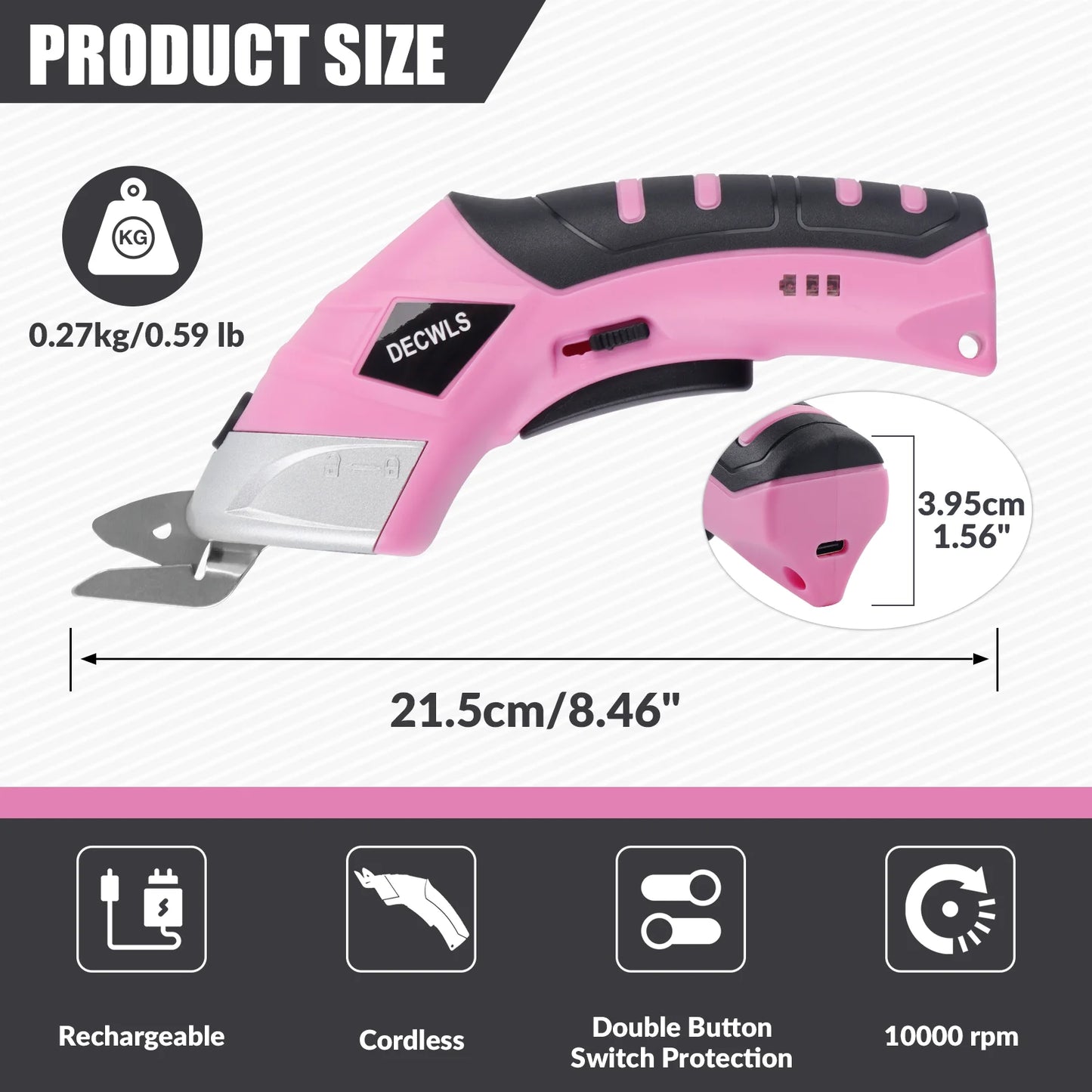 Cordless Electric Scissors for Fabric, Leather & Cardboard - Rechargeable Craft Cutter