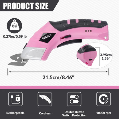 Cordless Electric Scissors for Fabric, Leather & Cardboard - Rechargeable Craft Cutter