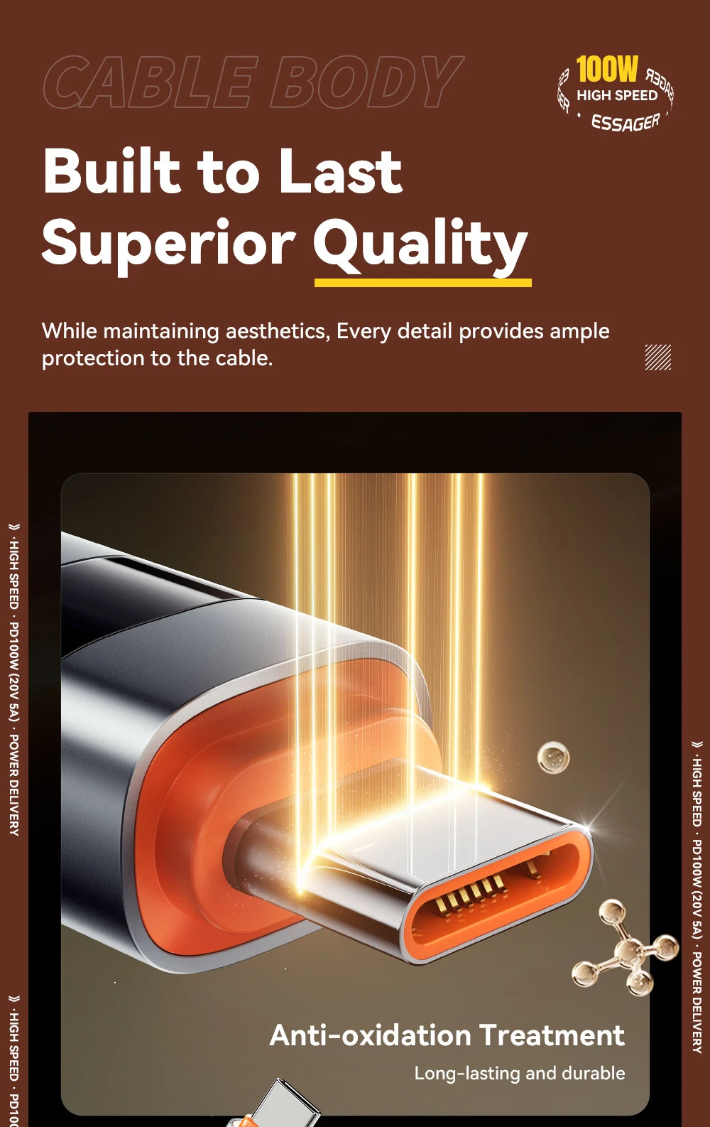 100W USB-C to USB-C Fast Charging Cable with LED Display - 18