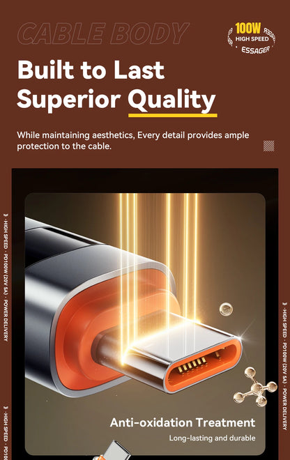 100W USB-C to USB-C Fast Charging Cable with LED Display