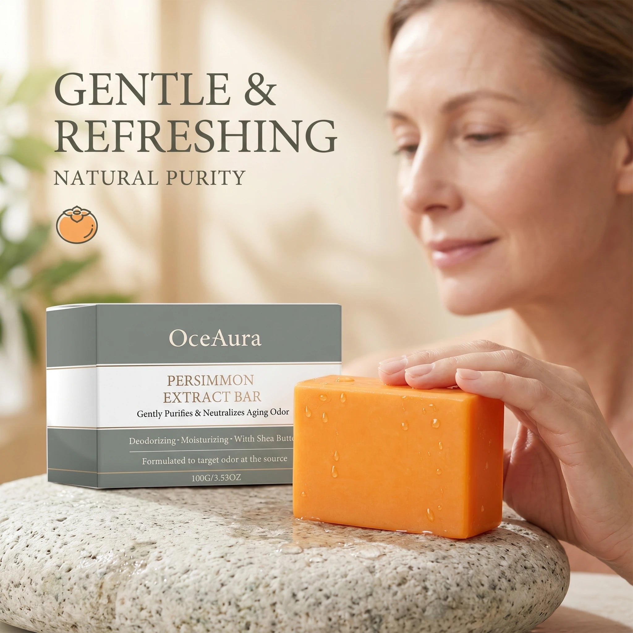 Persimmon Deodorizing Body Soap for Natural Aging Odor Neutralization & Skin Care - 3