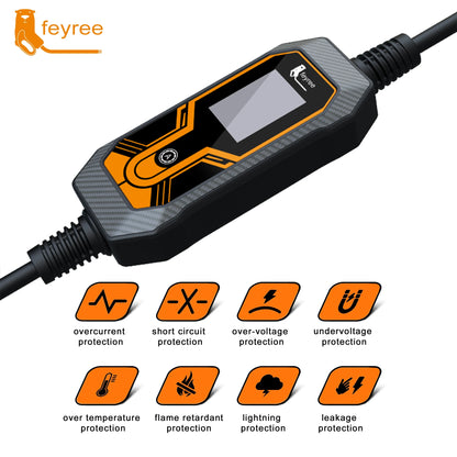 7KW Portable EV Charger Type 2, Adjustable 32A Electric Car Charging Cable