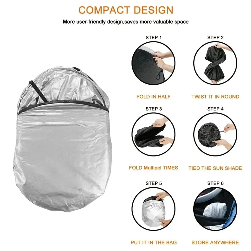 Foldable Car Windshield Sun Shade - UV Reflector Visor Cover - 3
