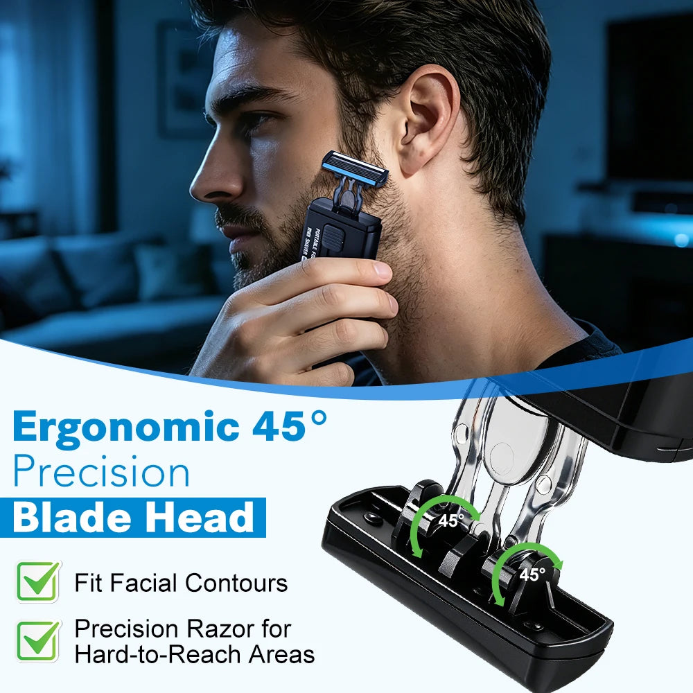 Retractable Portable Manual Travel Shaver for Men - Compact Folding Pocket Razor