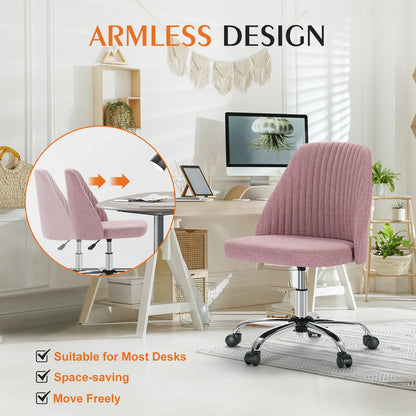 Modern Armless Swivel Desk Chair - Adjustable Height Vanity Task Chair