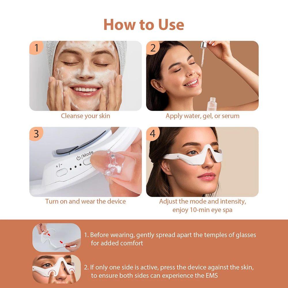 EMS Red Light Therapy Under Eye Massager for Wrinkles & Dark Circles