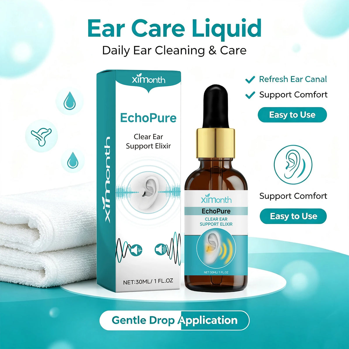 Ear Wax Removal Drops - Natural Tinnitus Relief & Ear Cleansing Liquid